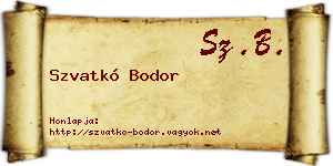 Szvatkó Bodor névjegykártya